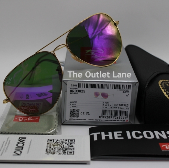 Model Display RayBan Aviator Purple Mirror RB3025 Reflective - Picture 14 of 16